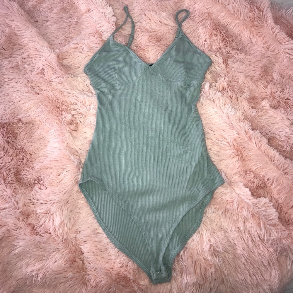 Forever 21 Baby Blue Ribbed Bodysuit
